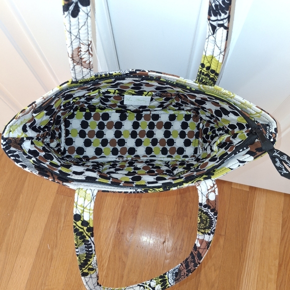 EUC Vera Bradley Small Tote in Cocoa Moss Retired Print - Wht/Grn/Brn/Blk Fabric - Picture 5 of 10